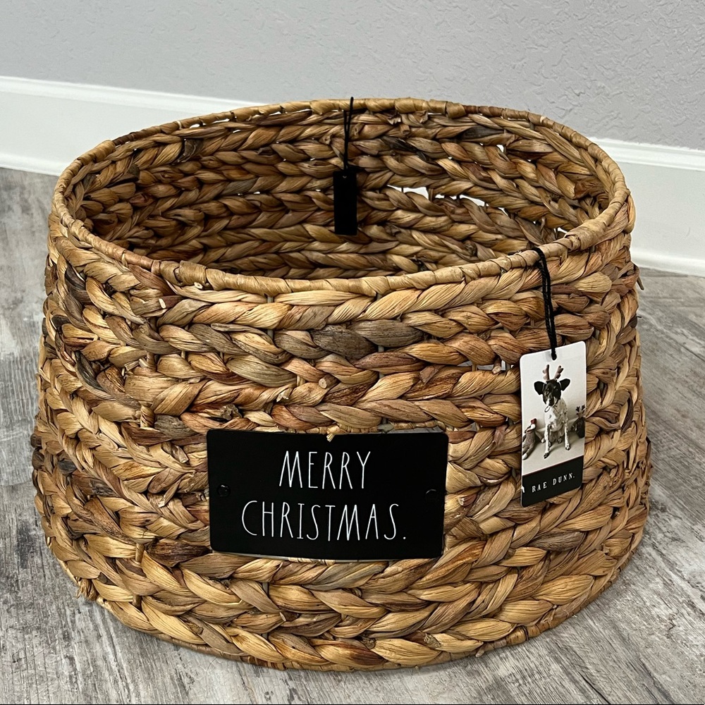 Brand new Rae Dunn Christmas tree basket 20” wide at bottom. Excellent condition